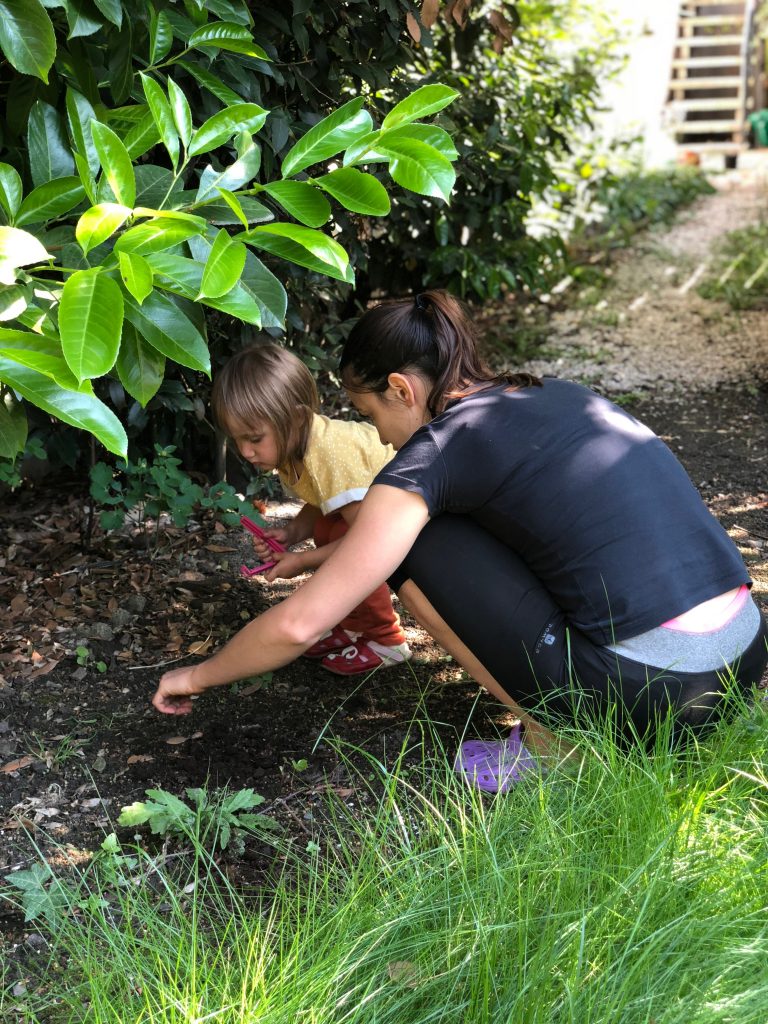 Elisa and my sis-in-law Stanka gardening. 